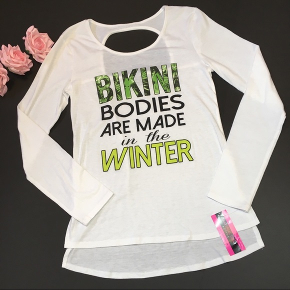 Material Girl Tops - Material Girl Graphic Tee Back Cut-Our Long Sleeve